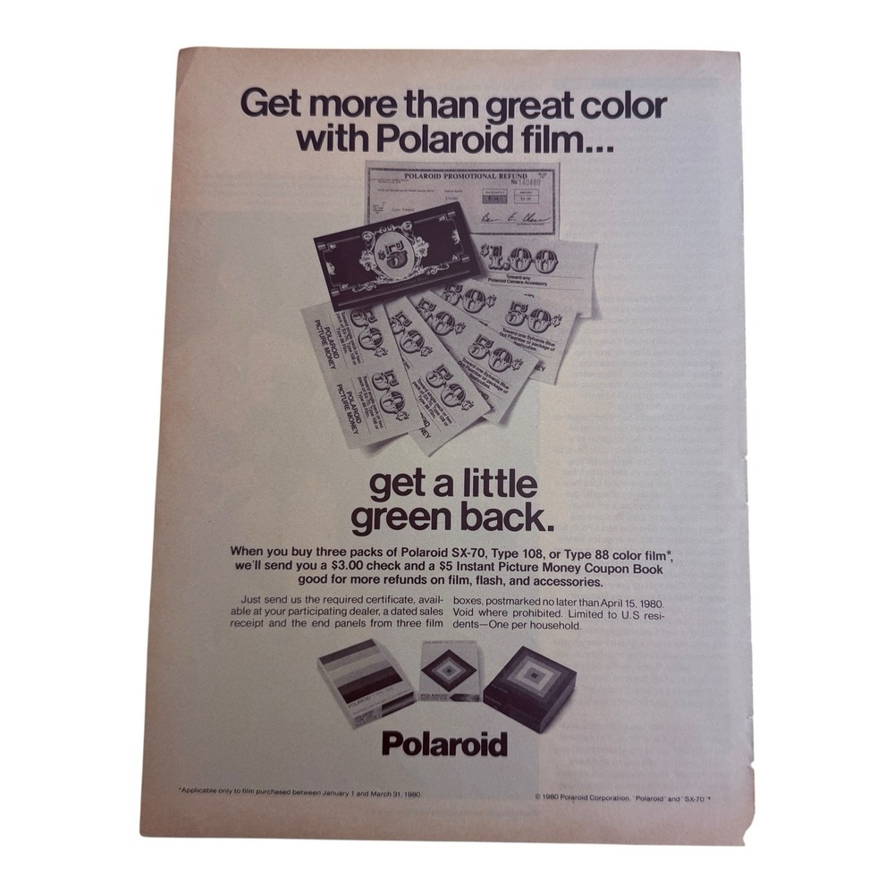 Polaroid Film Magazine Picture Ad‎ Print Advertisement Vintage Instant Picture